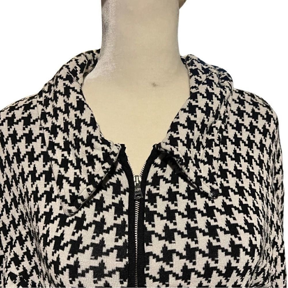 Kate Hill houndstooth full zip up cardigan jacket size Large - Picture 2 of 8